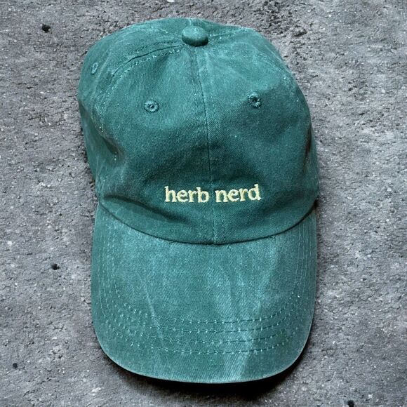Unbranded Washed Green Herb Nerd Embroidered Strapback Hat Unisex One Size - Picture 1 of 6